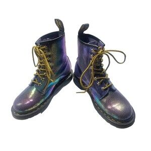 Dr Martens Women's 1460 Rainbow Ray Boots Purple US Size 6 Iridescent Shiny
